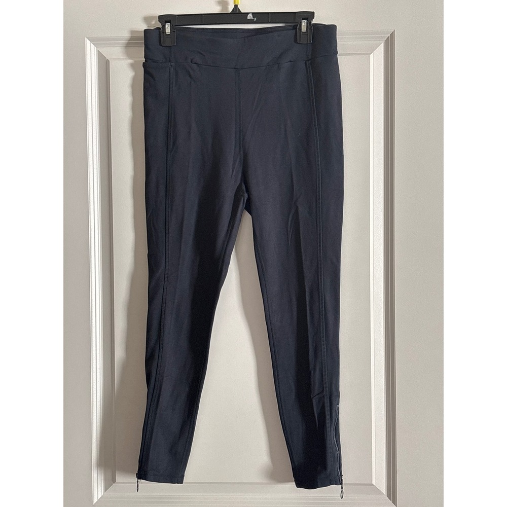 Fabletics Navy Anywhere High Rise Zip Ankle Stretch Knit Casual Pants Large